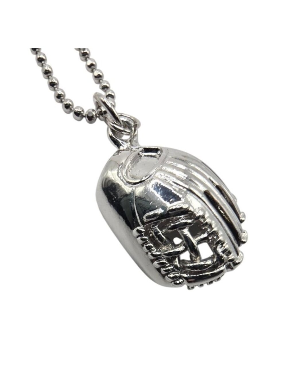 Silver tone necklace softball baseball Glove Pendant Ball Chain sports jewelry